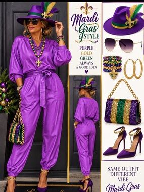 Women's Two-Piece Purple Set - Relaxed Lounge Top & Jogger Pants